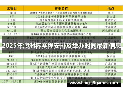 2025年澳洲杯赛程安排及举办时间最新信息 2025年澳洲杯赛程安排及举办时间最新信息